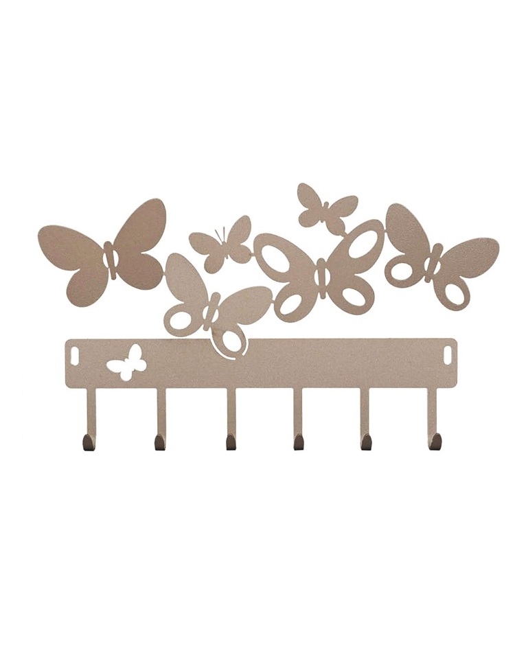 מתלה מפתחות מעוצב ממתכת דגם BUTTERFLY בז'